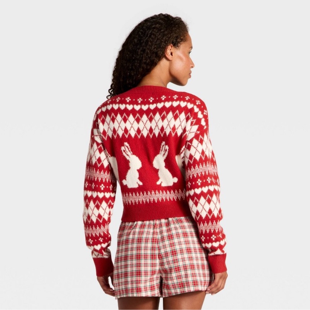 Wild Fable Red and White Bunny Cardigan - Picture 2 of 7